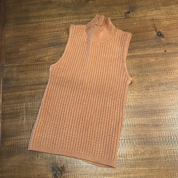 Elie Tahari Brown Heavy Knit Sleeveless Mock Neck Sweater Size S/P - Picture 2 of 6